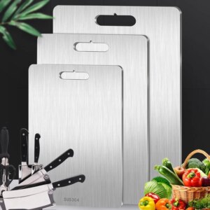 316 Stainless Steel Panel and Chopping Board Kitchen Household Thickened Double Sided Cutting Board Block Kneading Dough Board