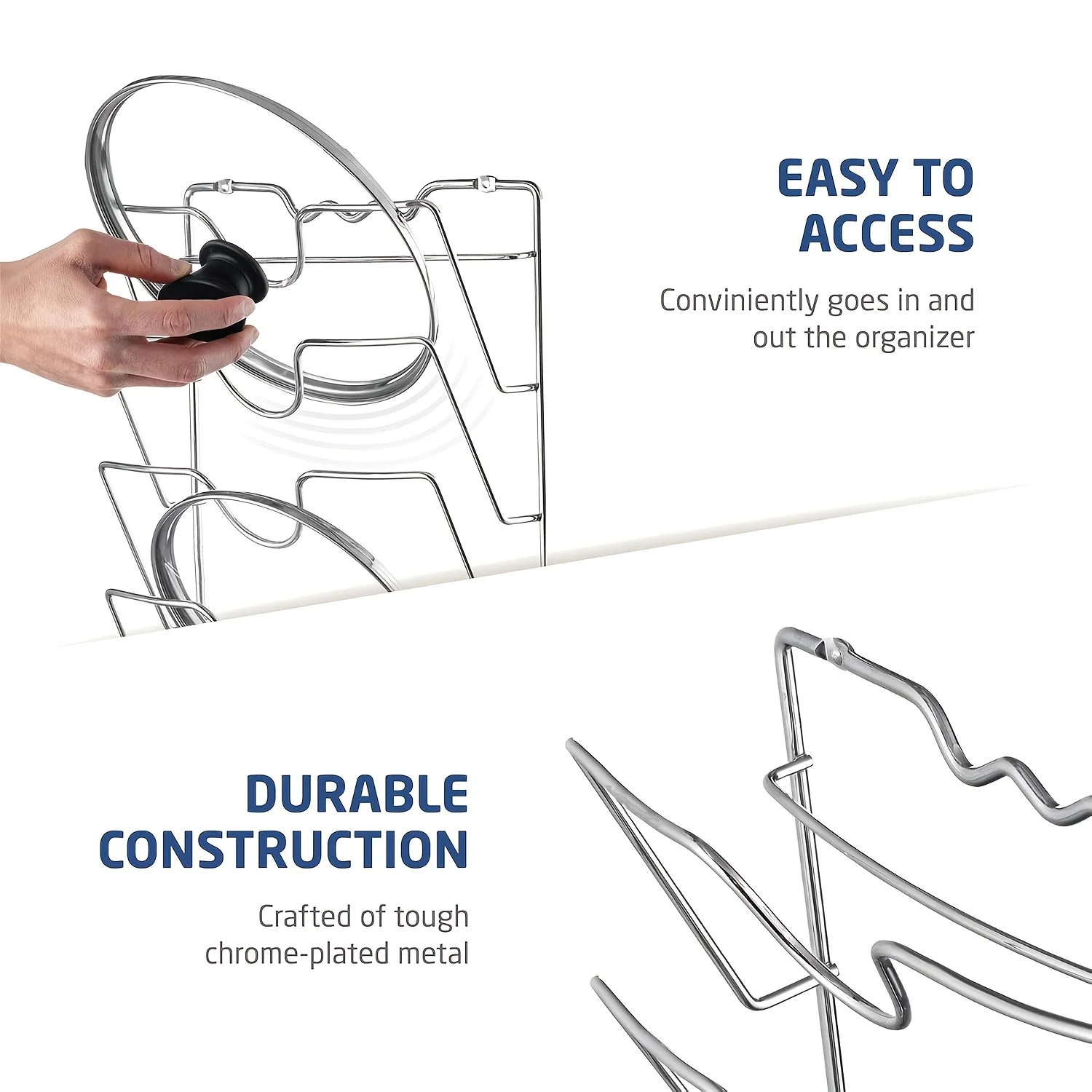 1 piece of steel pot lid storage rack -5-layer wall mounted shelf for kitchen cabinets, space saving metal bracket for pot lid a - Image 3