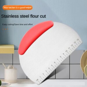 1Piece Flour Cutter Stainless Steel with Scale Flour Dough Cutter Rice Noodles Scraper Household Kitchen Cake Baking Scraper