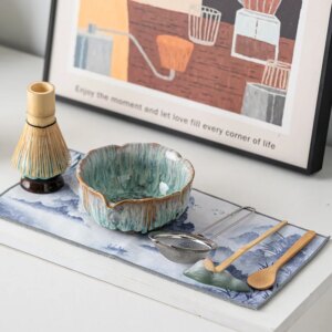 Petal Matcha Set 8 Pcs KilnChange Glazed Matcha Kit with Matcha Bowl Whisk Spouted Tools Handcrafted Ceremony luxury Gift Box