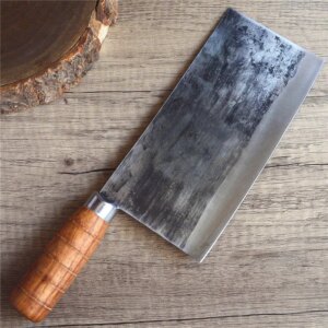 Handmade Chinese Kitchen Knives High Carbon Forged Kitchen Cleaver Wood Handle Slicing Knife Traditional Cooking Knife Tools