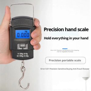 Black 50kg Portable Electronic Portable Luggage Scale LCD Digital Display Screen Express Delivery Scale Hook Mini Scale
