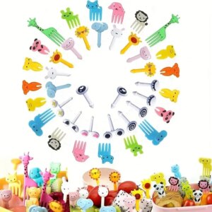 40 pcs Animal Fruit Food Picks, Bento Box Picks, Mini Cartoon Animal Food Toothpicks, Lunch Bento Forks Picks for Kids