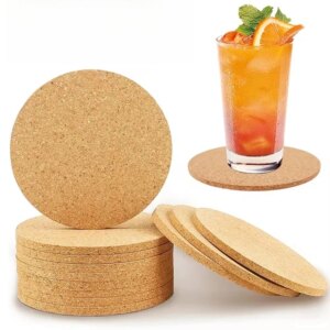 10pcs Natural Cork Coasters Round Wood Mats Durable Non Slip Tea Coffee Cup Drink Holder for Table Decoration DIY Home Supplies
