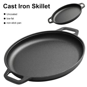 Cast Iron Frying Pan For Home Use Pizza Pancake Fry Pan Non-Stick Round Griddle For Crepes Camping BBQ Grill for Outdoor Cookwar