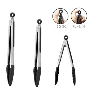 1/3Pcs Silicone Stainless Tong Steel Anti Scalding BBQ Food Tongs Non-Stick Resistant Barbecue Tongs Salad Tong 7/9/12inch