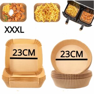 23CM Air Fryer Disposable Baking Paper Liner Non-Stick Mat Steamer Square Round Parchment for Microwave Oven Kitchen Cookers