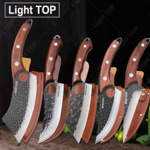 Professional Kitchen Forged Knife BBQ Cooking Chef Knives Wooden Handle Meat Cleaver Fruit Cutter Boning Knife Kitchen Supplies