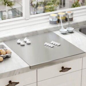 L-shaped folding chopping board stainless steel double-sided chopping board kitchen household fruit cutting and kneading panel