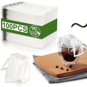 50/100Pcs Portable Hanging Ear Drip Coffee Bags Single Serve Disposable Pour Over Filter Bag for Camping Backpacking Outdoor