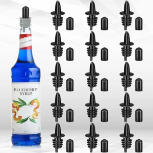 Bottle Pour Spouts Plastic Liquor Bottle Pourers with Rubber Pourers Dust Cap Covers Bottle Pourers for Liquor Bottles for Pubs
