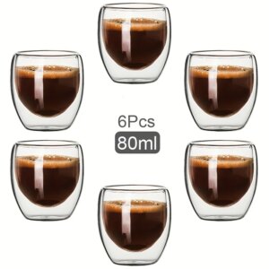 Double Wall Glass Cup Heat Insulation Transparent Handmade Tea Drink Cups MINI Whisky glasses Espresso Coffee Mug